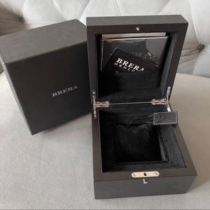 BRERA Black Wooden Watch Box + Outer Box + Booklets + Tag 6.5x6.5x4.25 Inches